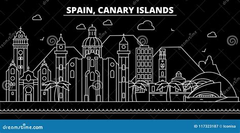 Canarian Islands Silhouette Skyline. Spain - Canarian Islands Vector City, Spanish Linear ...