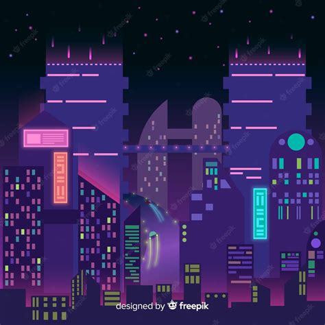 Free Vector | Futuristic city at night illustration