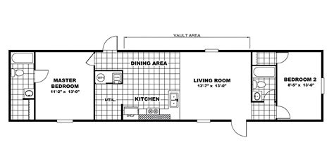 2-Bedroom 14x70 Mobile Home Floor Plan