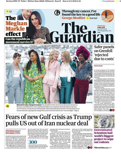 The Guardian on Twitter: "The Guardian front page, Wednesday 9 May 2018: Fears of new Gulf ...