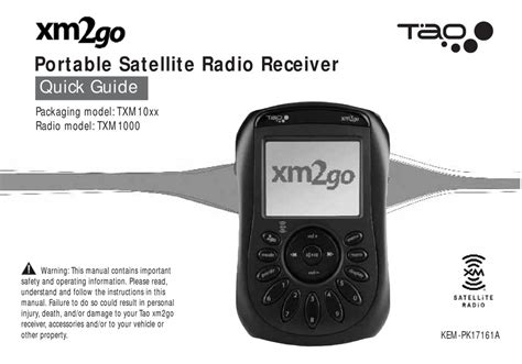 XM SATELLITE RADIO XM2GO QUICK MANUAL Pdf Download | ManualsLib