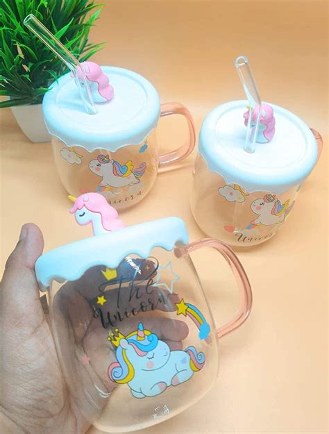 Unicorn Glass Coffee Mug with Ceramic Lid and Spoon - SHOPONTIME®