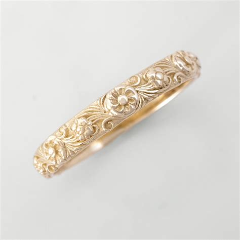 Floral Victorian Ring Vintage Fluorish Antique Wedding Band Bridal Ring ...