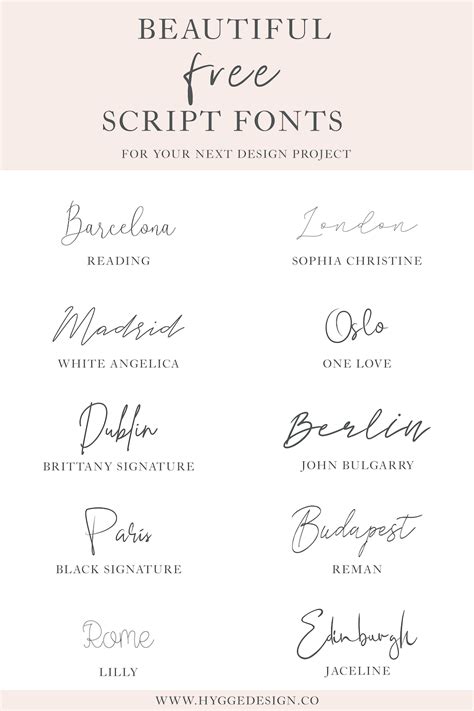 10 Beautiful Free Script Fonts - hyggedesign.co