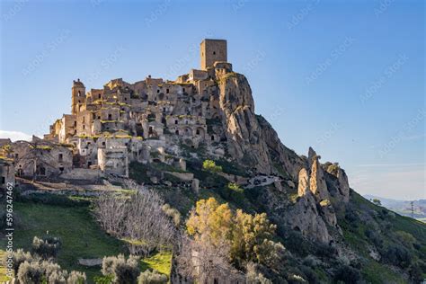 Craco, Basilicata. Abandoned city. A ghost town built on a hill and ...