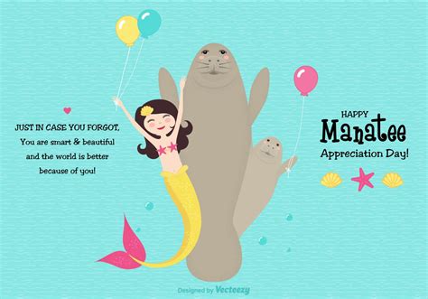 Cute Manatee Appreciation Day Vector Card 142540 Vector Art at Vecteezy