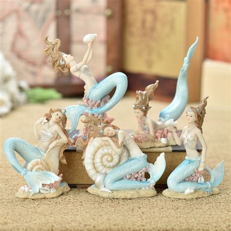 Creative Resin Cute Mermaid Princess Figurine Vase Fish Tank Ornament ...