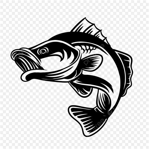 Bass Fish Silhouette PNG Free, Fishing Lover Detail Bass Fish Vector ...