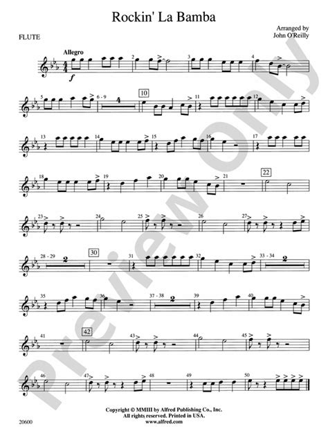 Rockin' La Bamba: Flute: Flute Part - Digital Sheet Music Download