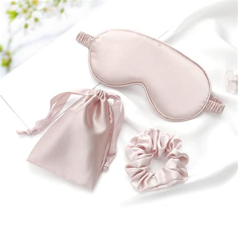 Ultra-Soft Silk Satin Beauty Eye Sleep Mask with Matching Pouch and Scrunchie (3PC Set ...