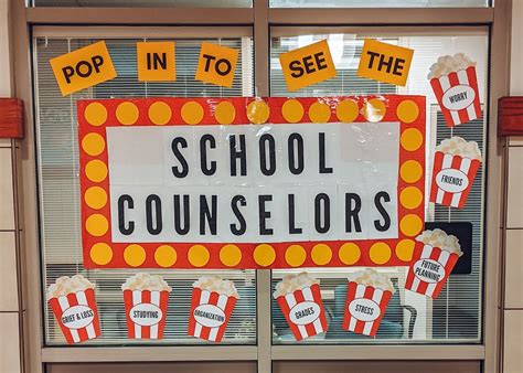 POP in to See the School Counselor Bulletin Board🍿