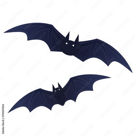 Flying bat, scary cartoon Halloween illustration Vector Stock Vector ...