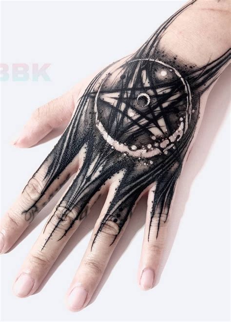 Pentagram Handtattoo | Hand tattoos for guys, Side hand tattoos, Evil ...