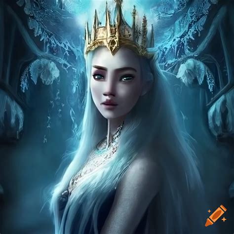 Fantasy artwork of a queen in a frozen kingdom