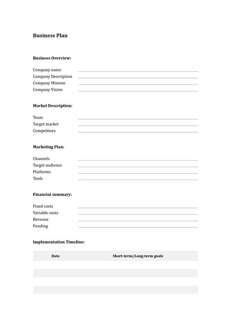 Business Plan Template