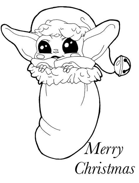 Merry Christmas Yoda baby Coloring Page - Free Printable Coloring Pages