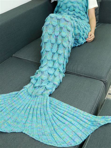 Comfortable Hollow Out Design Knitted Mermaid Tail Blanket