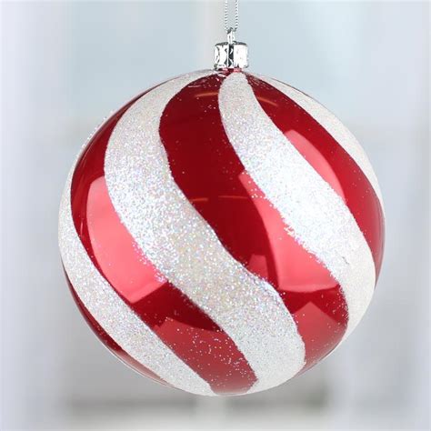 Large Sparkling Candy Cane Swirl Ball Ornament - What's New - Seasonal ...