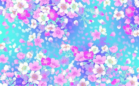 Download Cute Girly Flowers In Blue Wallpaper | Wallpapers.com