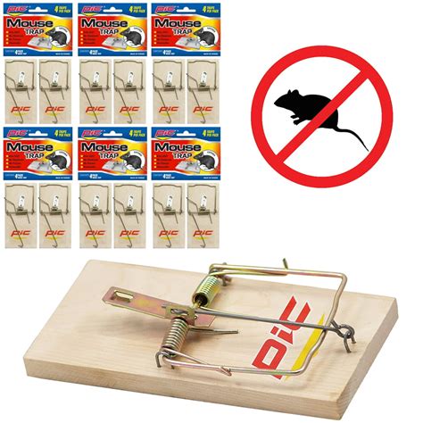 24 Mouse Traps Snap Spring Wooden Rodent Control Rat Mice Bait Trap Trays Boards - Walmart.com ...