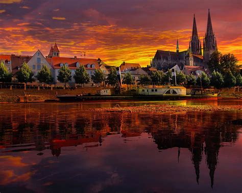 1920x1080px, 1080P free download | Regensburg, castle, clouds, evening, germany, lake ...