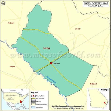 Long County Map, Map of Long County Georgia | County map, County, Map