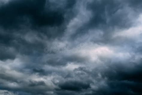 A Dark Blue Cloudy Sky. Cumulus Clouds. Nature Background. Bad Weather ...