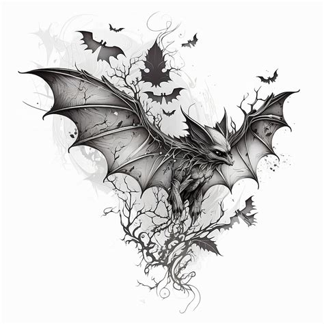 Bat Tattoo Design White Background PNG File Download High Resolution - Etsy