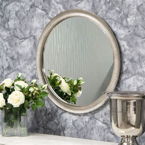 Antique Nickel Round Wall Mirror with Ridges |Nickel Round Wall Mirror