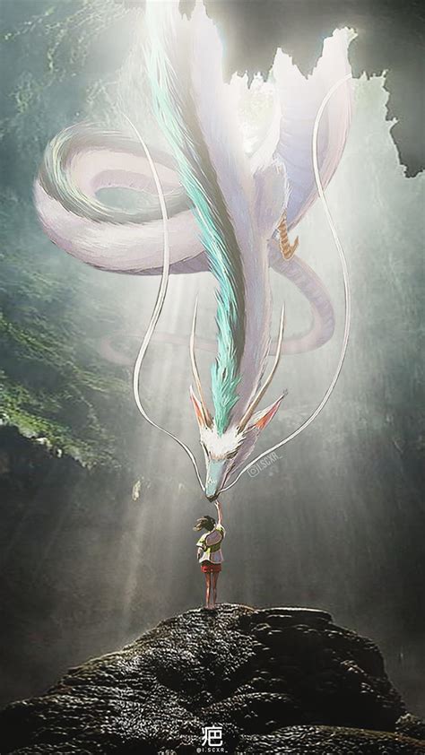 Spirited Away, Chihiro, Haku, cave, nature, ghibli, anime, HD phone wallpaper | Peakpx