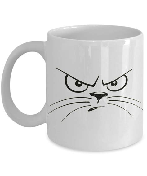 Grumpy Cat Mug "Angry Cat Face Coffee Mug" Funny Cat Mugs For A Cat Mom ...