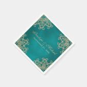 Teal and Gold Indian Style Wedding Paper Napkins | Zazzle