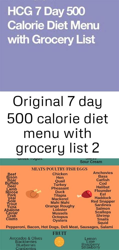 Original 7 day 500 calorie diet menu with grocery list 2