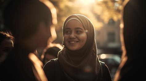 Premium AI Image | A young woman wearing a hijab smiles at the camera.