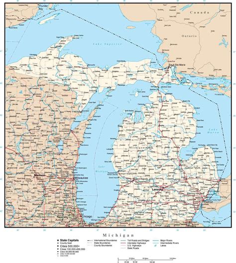 Michigan map in Adobe Illustrator vector format