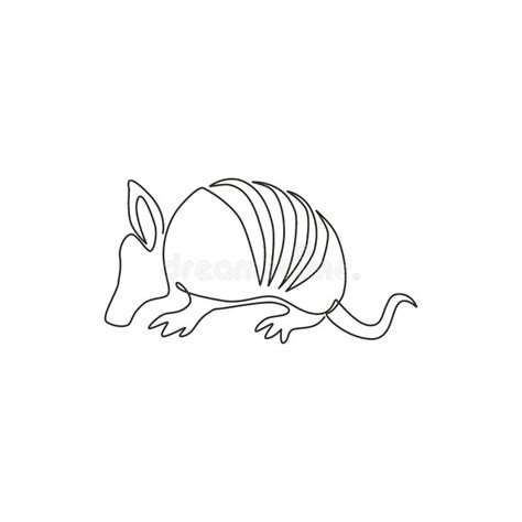 One Continuous Line Drawing of Cute Armadillo for Company Logo Identity. Xenarthra Mammal Mascot ...