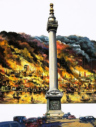 The Great Fire of London and The Monument stock image | Look and Learn