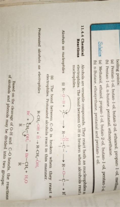 boiling points: (a) Pentan-1-ol, butan-1-ol, butan-2-ol, ethanol, propan-..