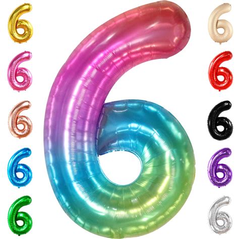 Snapklik.com : Giant Rainbow Number 6 Balloon - 40 Inch 6 Balloons For ...