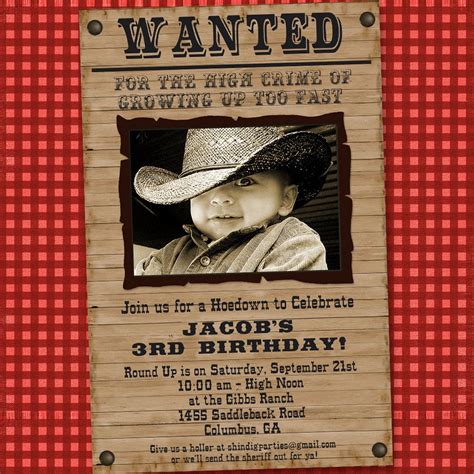 Cowboy Party Invitation- Printable - Wanted Invitation - by Amanda's Parties TO GO. $14.00, via ...