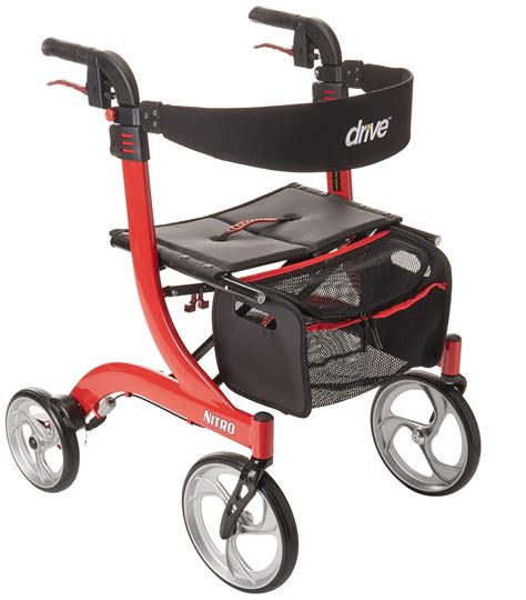 Buy Drive Medical RTL10266 Nitro Euro-Style 4-Wheel Rollator Walker With Seat, Red Online at ...