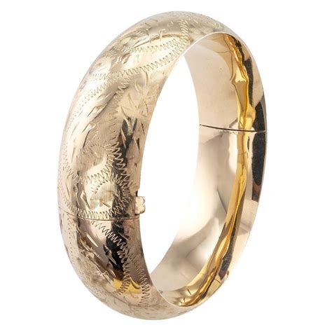 Engraved Gold Bangle Bracelet at 1stDibs | gold bangle engraved