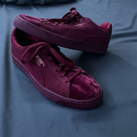 Red SUEDE Puma Shoes -worn once or twice -very good... - Depop