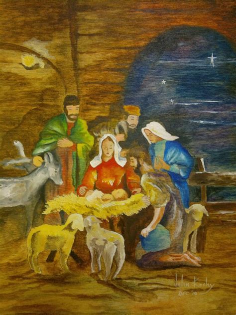 John Koshy: The Birth of Jesus - oil painting on wood