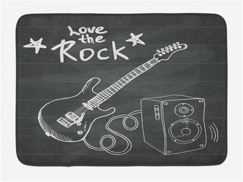 Guitar Bath Mat, Love The Rock Music Themed Sketch Art Sound Box and ...