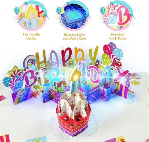 Buy Pop Up Musical Birthday Card, Funny Blowable Candle 3D Happy ...