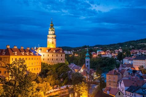 Premium Photo | Aerial view over the old town of cesky krumlov, czech ...