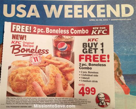 BOGO Kentucky Fried Chicken Coupon in USA Weekend Magazine (or Parade ...