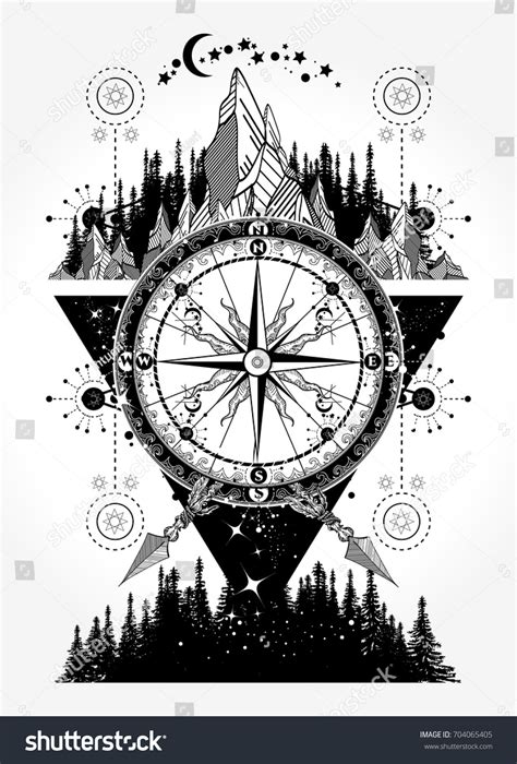 448 Geometric Tattoo Compass Images, Stock Photos & Vectors | Shutterstock