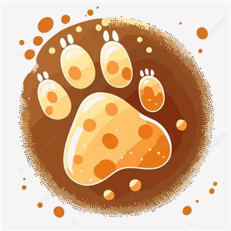 Bunny Paw Print, Sticker Clipart Orange And Yellow Animal Paw Spots Design On White Background ...